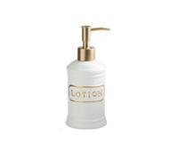 11.4oz Ceramic Soap Dispenser with Gold Plastic Pump Head Smooth Glaze Retro Design, Countertop Lotion(Wit)
