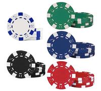 11,5 Gram Bulk Chip Accessori, 10 Pz Professional Poker Chip, Casino Poker Chips, Argilla Composite Casino Poker Chips per Casino Card Games Texas Holdem (5 Nero+5 Blu+5 Verde+5 Rosso+5 Bianco)