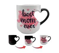 11,8 oz Heart-Shaped Color Changing Magic Ceramic Mug,Thermochromic Heat Sensitive Coffee Cup Reveals Surprise Design When Hot, best mom ever Fun Novelty Coffee Cup for Mother's Day