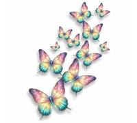 11 adesivi in vinile a forma di farfalla arcobaleno, segni coprenti, multiuso, ideali per telefono, tazze, piastrelle, WC, auto, laptop, vetro, parete e altro ancora. Decalcomania non trasparente