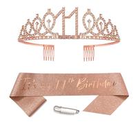 11° compleanno corona e fascia per ragazze cristallo regina tiara principessa corona corona oro rosa 11° compleanno fascia 11° compleanno corona festone compleanno ragazza compleanno compleanno