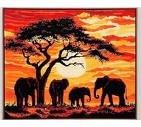 11 Ct Kit Per Punto Croce Prestampato, Elefanti Al Tramonto 40X50Cm Kit Per Ricamo Fai Da Te Cross Stitch Embroidery Ricami Schemi Quadri Set Ricamo Punto Croce Kit Prestampato Stampato