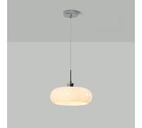 11 Lampada A Sospensione in Vetro Bianco Latte sopra Il Lavello della Cucina Lampada A Sospensione A Soffitto Cromata della metà del Secolo Lampadario Moderno in Vetro AR, White Chrome Pole