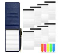 11 Mini Blocco Note A7 Set, SHAIDOJIO Blu in Pelle PU Taccuino Tascabile con 50 Fogli a Righe, Block Notes Piccoli con 8 Libri di Ricambio, 1 Penna in Metallo e 100 Tag Indice per Ufficio-13,8*8,5cm