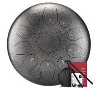 11 Note 12 Pollici Drum Della Lingua In Acciaio Da 12 Pollici, Per Campeggio, Yoga, Meditazione, Terapia Musicale, Con Tamburo Bagagliaio, 2 Bacchette, Tutorial Libro, Adesivi Note (Color : Silver)