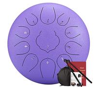 11 Note 12 Pollici Drum Della Lingua In Acciaio Da 12 Pollici, Per Campeggio, Yoga, Meditazione, Terapia Musicale, Con Tamburo Bagagliaio, 2 Bacchette, Tutorial Libro, Adesivi Note (Color : Purple)