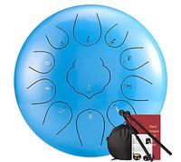 11 Note 12 Pollici Drum Della Lingua In Acciaio Da 12 Pollici, Per Campeggio, Yoga, Meditazione, Terapia Musicale, Con Tamburo Bagagliaio, 2 Bacchette, Tutorial Libro, Adesivi Note (Color : Blue)