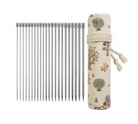 11 paia di ferri da maglia a punta singola in acciaio inossidabile con borsa, 25 cm, ferri da maglia dritti per principianti in acciaio inox set