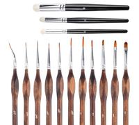 11 Pennelli Miniature Professionali + 3 Set Pennelli Pittura Modellismo Miniature Artista, Pennello Asciutto, Pennelli di Dettaglio e Pennello Asciutto, per Modelli Acquerello, Pittura con i Numeri