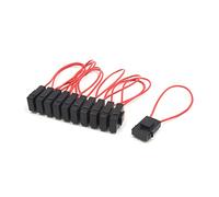 11 pezzi 32V 30A blocco portafusibili a lama in linea filo nero rosso for veicolo auto