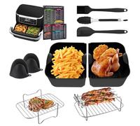 11 Pezzi Accessori Friggitrice ad Aria per Ninja Foodi AF500EU 10.4L COSORI 10L, Cestino per Friggitrice ad Aria in Silicone e Foglio Informativo Magnetico Accessori Air Fryer Calda a Doppia Zona