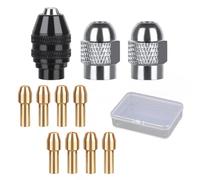 11 pezzi Adattatori per Mandrino per Trapano con Scatola, Mandrino per Trapano Dremel 4486 Nero, Pinze Argento 4485 Per Dremel, Dado a Pinza in Ottone per Dremel 4000, Trio e Altro