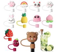 11 pezzi Copri Cannuccia in Silicone, Copri Cannuccia Riutilizzabili per Stanley Cup, Tappi di Cannuccia Portatili Antipolvere, Coperchi di Cannuccia per Cannucce da 6-8 mm