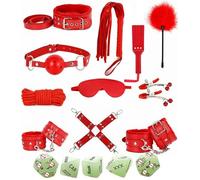 11 Pezzi Di Cuoio Liscio Pu Rosso Set Pratica Combinato Con 5 Cubo Fluorescente Verde Accessori Dadi, Accessori Di Allenamento Sportivo - K + 8