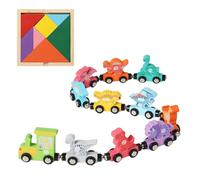 11 Pezzi Di Dinosauro Treno Magnetico Building Blocks E 1 Set Di Tangram, Giocattoli Educativi Della Prima Infanzia, Strumenti Di Formazione Illuminismo Cognitivo Per Bambini, Regali Educativi.
