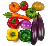 11 pezzi di verdure artificiali, finte verdure miste finte decorazione per la casa cucina realistica finta esposizione di cibo set di verdure finte melanzane, peperoni, zucca piccola, ravanelli