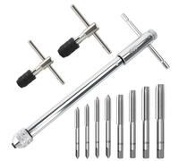 11 Pezzi Giramaschi a Cricchetto Set, Kit di Maschiatura Filettatura Manuale con M3 M4 M5 M6 M7 M8 M10 M12 HSS Maschi per Filettatura e M3-M8/M5-M12/M6-M12 Giramaschi Regolabile a Cricchetto a T