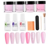 11 pezzi Kit di polvere per immersione in 4 colori Kit per unghie sicuro per la pelle Include attivatore Base/Top Coat Pennello Buffer File Stick di lunga durata per principianti Fai da te Salon Ho