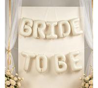 11 pezzi Palloncini a forma di lettere beige con scritta "BRIDE TO BE", include cannucce e nastri, ghirlanda di palloncini in film di poliestere opaco neutro, decorazioni per addio al nubilato, decora