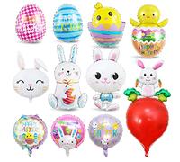 11 Pezzi Palloncini coniglio, XXL Palloncini Uovo di Pasqua, Grandi Carota Pollo Foglio Alluminio Palloncino, Palloncino Gigante Lepre Elio per Bambini pasquale feste di baby shower Compleanno