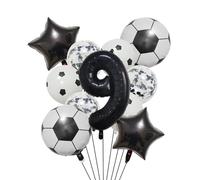 11 pezzi Pallone da calcio in lamina di elio 32 pollici Verde Blu Rosso Nero Numeri Palloncini Decorazione for feste compleanno per Festa Di Calcio(Set black-9)