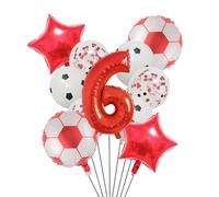 11 pezzi Pallone da calcio in lamina di elio 32 pollici Verde Blu Rosso Nero Numeri Palloncini Decorazione for feste compleanno per Festa Di Calcio(Set red -6)