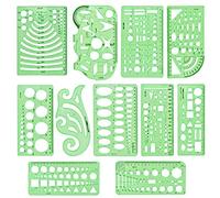 11 Pezzi Regole di Plastica,Modelli di Disegno Tecnico,Plastica Misura Righello,Strumento di Stampo Disegno Geometria,per Ufficio e Scuola, Edificio,Disegno