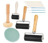11 pezzi Set di rulli per pittura, rullo per pittura da 3,5 cm 6 cm 10 cm per linoleum con rullo a fungo Robusto rullo di pressione e incisione per pittura, arte, stampa, blocchi di inchiostro