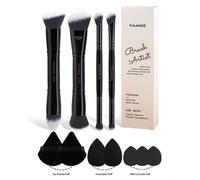 11 pezzi Set di strumenti per il trucco, 4 pennelli da trucco bifacciali per base, blush, ombretto e correttore, 7 cuscinetti per il trucco tra cui 2 spugnette per la miscelazione, 2 cuscinetti in vel