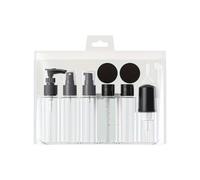 11 pezzi/set PET nero e bianco da viaggio portatile bottiglia separata shampoo bagno lozione tonico essenza confezione Per Viaggio(11pcs-black)