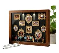 11 pezzi Shadow Art Photo Frame con luce LED e statuette rotanti | 11 cornici artistiche con 8 statuine, per matrimonio, compleanno, espositore da tavolo, colore marrone