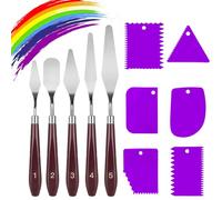 11 Pezzi Spatola per Pittura, 5 Pezzi Coltelli per Tavolozza 6 Pezzi Raschietti in Plastica, Pittura Materiali per l'arte per Pittura a Olio, guazzo, Acquerello, Pittura su Roccia (Viola)