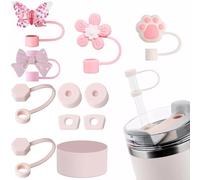 11 Pezzi Stanley Cup Accessori, contiene 6 copri cannuccia, 4 tappi in silicone a prova di perdite, 1 stivale in silicone per Stanley Borraccia da 1,2L e 850 ml