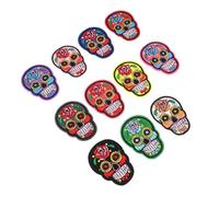 11 Pezzi Toppa Ricamata Teschio Atmosfera di Halloween | Tessuto Membrana Termoadesiva, Stile Punk, Applicazione Facile, per Hobby Creativi e Cucito Stile Casuale
