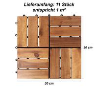 11 Pezzo 30x30 CM Akazienfliesen = 1 M ² Mattonelle di Legno Acacia Klickfliesen