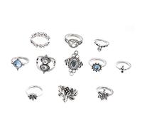 11 pz/set Vintage Opal Knuckle Anelli Set Lotus Anello Corona Fiore Tartaruga Anelli Impilabili Boho Midi Anelli di Barretta Durevole Servizio Moda