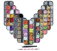 (11 Scatole) Kit di Strass per Unghie Nail Art Strass - Multicolore Fette di Frutta Cristalli Perle Gemme Gioielli Misti Colorati Borchie per Unghie Brillantini Gioielli Pailettes Cristalli Perle
