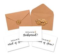 11 set di biglietti di proposta per damigella d'onore con buste e adesivi in cera, 11 biglietti di proposta, 11 buste, 11 adesivi in cera Will You Be My biglietti per la damigella d'onore per sorella amici famiglia forniture per matrimoni