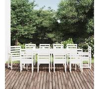 11-TLG. Set da pranzo da giardino in legno di pino massiccio, 203 x 100 cm, tavolo da pranzo, 10 sedie, terrazze, mobili da pranzo per giardino, balcone, veranda