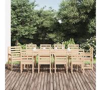 11-TLG. Set da pranzo da giardino, in legno massello di pino, 203,5 x 100 x 76 cm, per sala da pranzo all'aperto, con tavolo e sedie per terrazza, balcone