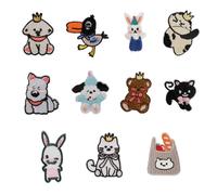 11 toppe ricamate a forma di cane con gatti in stile cartone animato, da applicare con ferro da stiro,