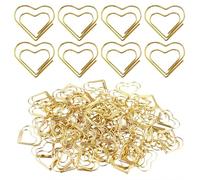 110 mollette a forma di cuore, graffette ufficio cuore, graffette a forma di cuore, oro, per decorazioni, fai da te, quaderni, cartoline, poster