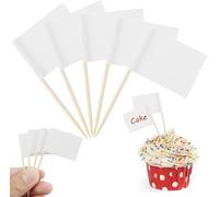 110 pezzi di bandiere di stuzzicadenti per stuzzicadenti, vuoto bandiere stuzzicadenti, formaggio bandiere bianco, per decorazione di torte, feste, barbecue, ritrovi, picnic, buffet