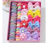 110 pezzi Fermagli per capelli da ragazza con fiori di strass, semplici elastici per capelli, fasce per capelli con fiocco in tessuto morbido, accessori per capelli versatili adatti per uso quotidiano