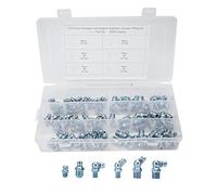 110 Pezzi Kit Assortimento di Capezzoli Ingrassatori, 45° 90° 180° 1/8in 1/4in Set Bocca Burro, Raccordo per Ingrassatore Idraulico per Tubo Flessibile