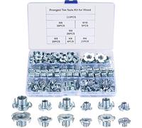110 Pezzi Kit Dadi a T, Dadi Guida M4 M5 M6 M8 M10, Dado a Quattro Punte Guida, Inserti Dado Acciaio Carbonio per Mobili, Artigiani, Legno