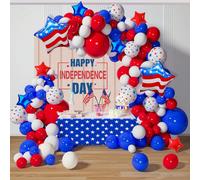 110 pezzi Kit di arco di ghirlanda di palloncini rossi, bianchi e blu - Set di arco di palloncini per il 4 luglio per bambini e ragazzi, festa a tema nautico, laurea, patriottico 110 pezzi,10 pezzi 10