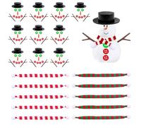 110 Pezzi Kit Fai da Te con Pupazzo di Neve Natalizio Incluso Mini Cappelli Nasi di Carota Rami Mani Piccoli Bottoni Rossi Verdi Sciarpe Lavorate a Maglia (A)