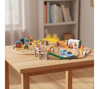 110 Pezzi Pista Trenino Elettrica in Legno per Cameretta, Bambini
