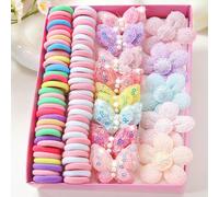 110 pezzi Serie rosa Fermagli per capelli da ragazza con perle e paillettes, Scrunchies carini, Elastici per capelli, Accessori per capelli durevoli e non dannosi GraficoPoliammide